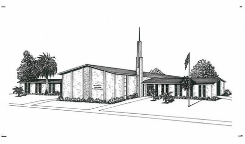 Line Drawing of Church of Jesus Christ of Latter Day Saints