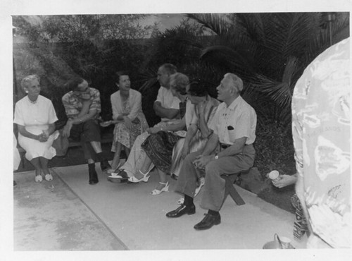 Florence Way, Bob Thomason, Dorothy Thomason, Bess Hoffman, and Harry Hoffman at Summer Luau Party