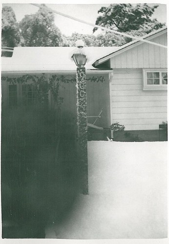 Snowy Scene of Home with Christmas Decorations