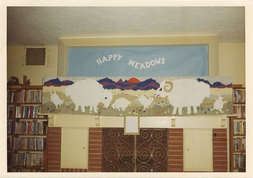 Library Children's Room Display Over Fireplace, "Happy Meadows"