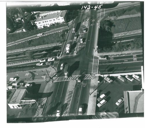 Aerial View looking NW at Arroyo Pky. Freeway Overpass, Fair Oaks, Grevelia