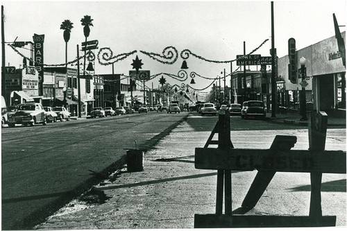 Fair Oaks Avenue, Repaved After Removal of P.E. Tracks; Christmas Decorations