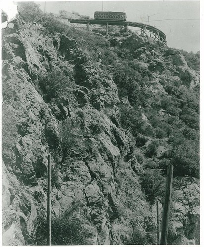 Pacific Electric Car on Rail Loop Over Precipice