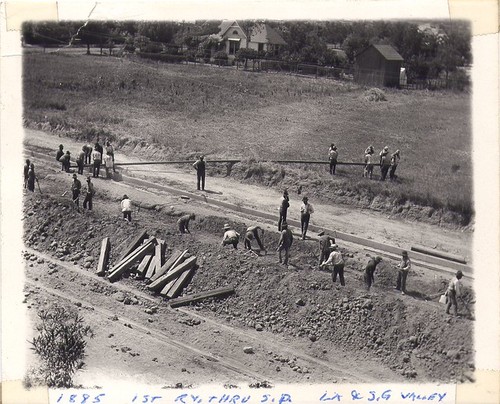 Construction of First Railway through South Pasadena - Los Angeles and San Gabriel Valley