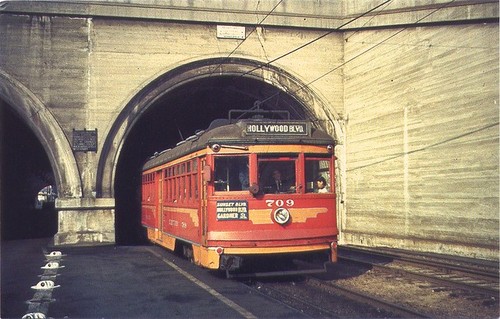 Pacific Red Car #709 Emerging from Hill Street Tunnel