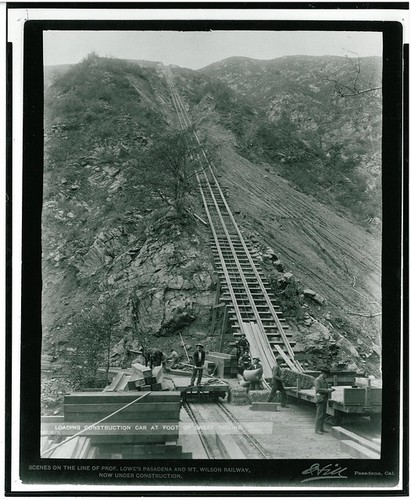 Mt. Lowe Incline RR - Loading Construction Car at Foot of Great Incline