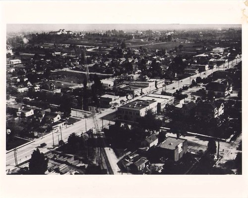 Aerial View of Business District, Taken from Homemade Dirigible