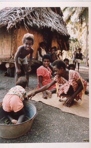 Women and children gather