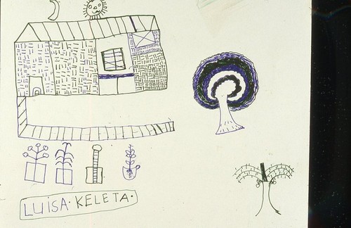 Luisa Keleta's drawing of her house shows bamboo pattern