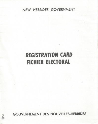 New Hebrides Government Electoral Registration Card