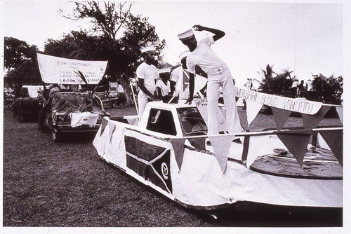 Naval float in the celebration of the First Anniversary of Independence Parade