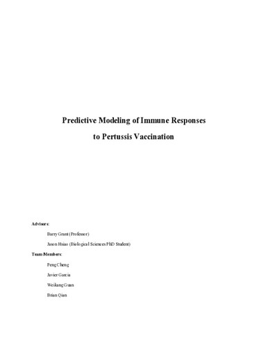 Predictive Modeling of Immune Responses to Pertussis Vaccination