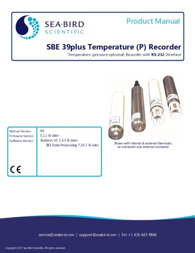 SBE 39plus Temperature (P) Recorder Product Manual