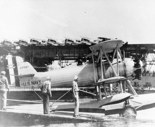 Vought O2U-1 Corsair CV-1 Langley in San Diego 1928 US Navy photo