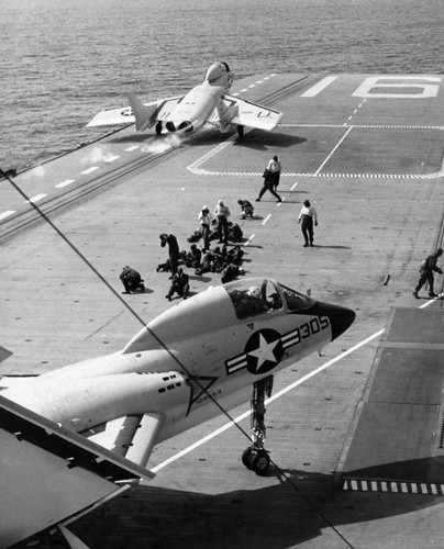 PictionID:43266501 - Catalog:16_003885 - Title:F7U-3 USS Lexington May 1956 US Navy photo by Rpbert Lawson - Filename:16_003885.TIF -