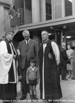 Rev. Murray Hammond in front of Episcopal Church, 1960