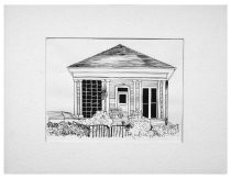 Matted pen and ink drawing of 34 Mountain View