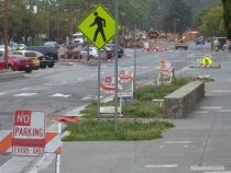 Miller Avenue Streetscape Project construction, 2017