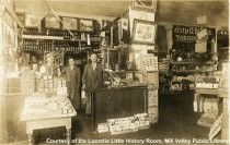 Interior of Wheeler Martin grocery store, circa 1900