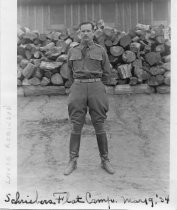 Lance Robinson at Schreibers Flat Camp, 1934