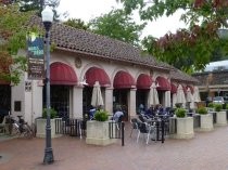 Depot Cafe and Books exterior on plaza, 2016