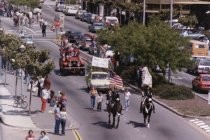 Mounted police and trucks in Memorial Day Parade, 1980