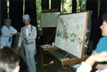 Marc Bruvry and Dick Spotswood enacting Mill Valley 1890 land auction, 1990