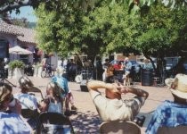 Max Perkoff group performing a concert at the Mill Valley Depot Plaza, 1999