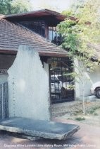 Sculpture by Richard O'Hanlon at the Mill Valley Public Library, 2002