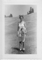 Woman in under garments standing outside on Mt Tamalpais, unknown