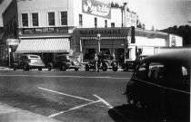 Black and white photograph of downtown Mill Valley, circa 1940's