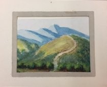 Matted watercolor painting of Mt. Tamalpais