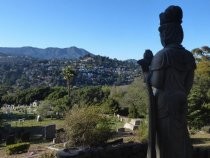 Fernwood Cemetery Buddha looking toward Mt. Tamalpais, 2019