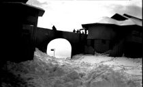 Tavern of Tamalpais entrance arch in snow Mt. Tamalpais, 1922