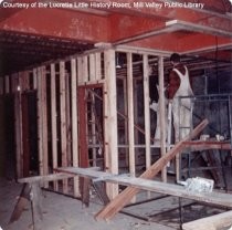 Interior framing of new library, 1966