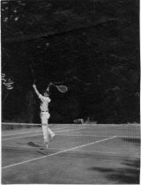 Tennis player at the Redwood Lodge, date unknown