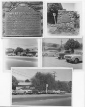 Five black and white photo showing John Reed's Sawmill, early 1950s