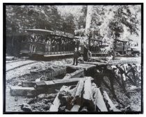 Work gang removing a trestle on the Mount Tamalpais and Muir Woods Railway