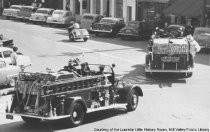 Fire Prevention Week parade on Miller Avenue at Throckmorton, October 13, 1955