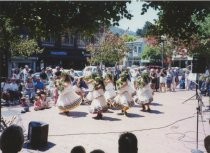 Hawaiian dance group performing at the Mill Valley Depot Plaza, 1999