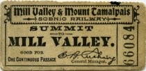 Ticket for the Mill Valley & Mount Tamalpais Scenic Railway, before 1910