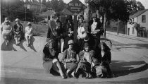 Group photo of women on the corner of Throckmorton Avenue at Old Mill Street, circa 1930s