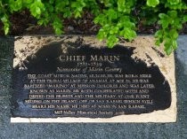 Plaque at birthplace of Chief Marin, 2017