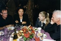 Robin Williams, Marsha Garces, Kelley McDowell, and Malcolm McDowell at the Mill Valley Film Festival, 2001