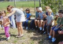 Edna Maguire 5th grade teacher & buddies planting in Children's Garden, 2007