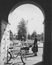 Mill Valley Depot 4th station, Greyhound Bus Station & new pkg. lot, circa 1955