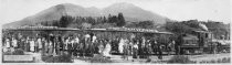 Panaromic photograph of Mt. Tamalpais and Muir Woods railway train, August 29, 1918