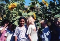 Edna Maguire School buddies in Children's Garden, 1990-1995