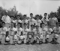 Little League team photo of the "MV Tigers" with John Olivera, date unknown