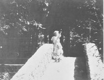 Jean Ward Keiler and sister on bridge, circa early 1900s